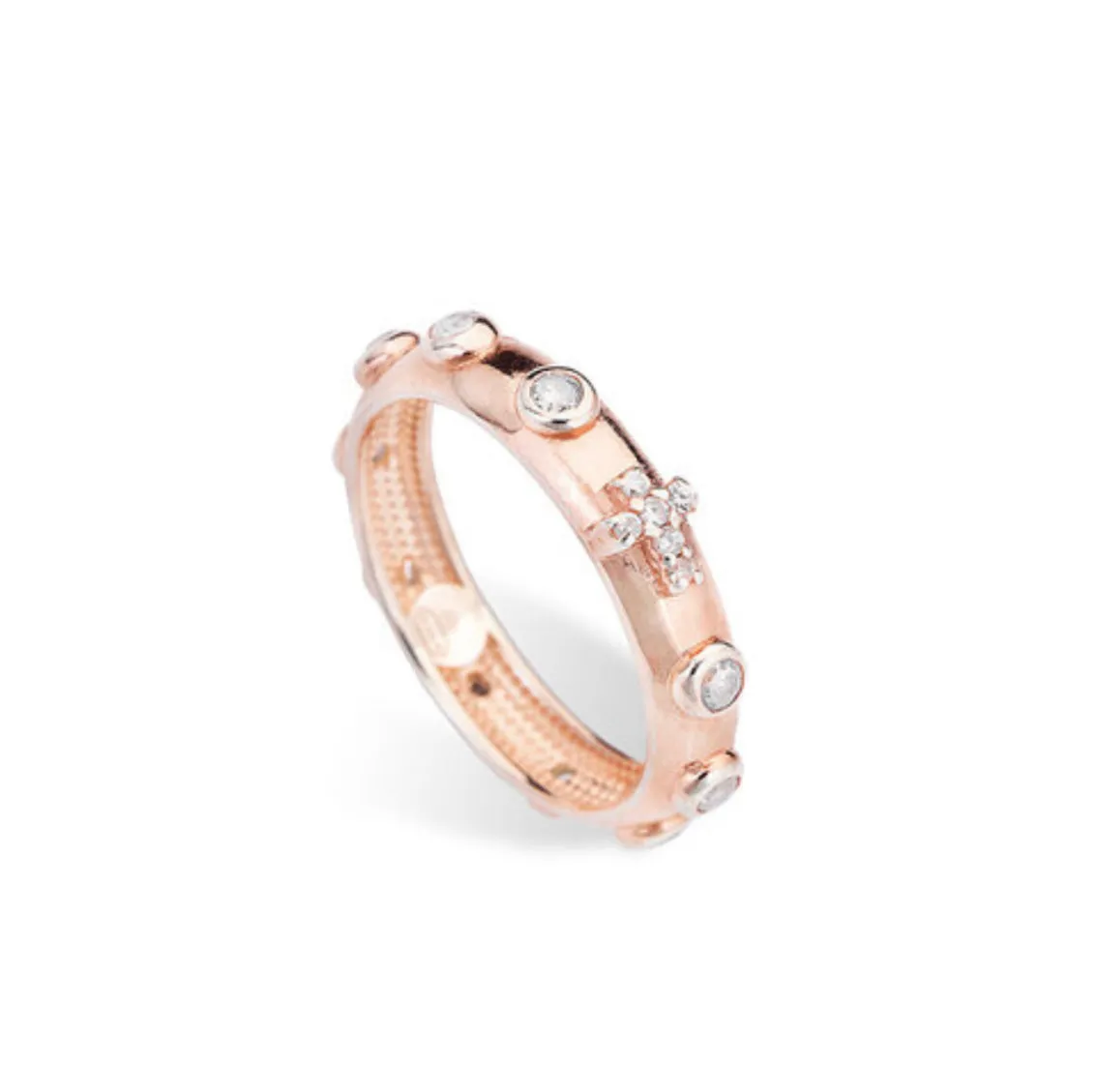 Rose Gold Sparkling Rosary Ring