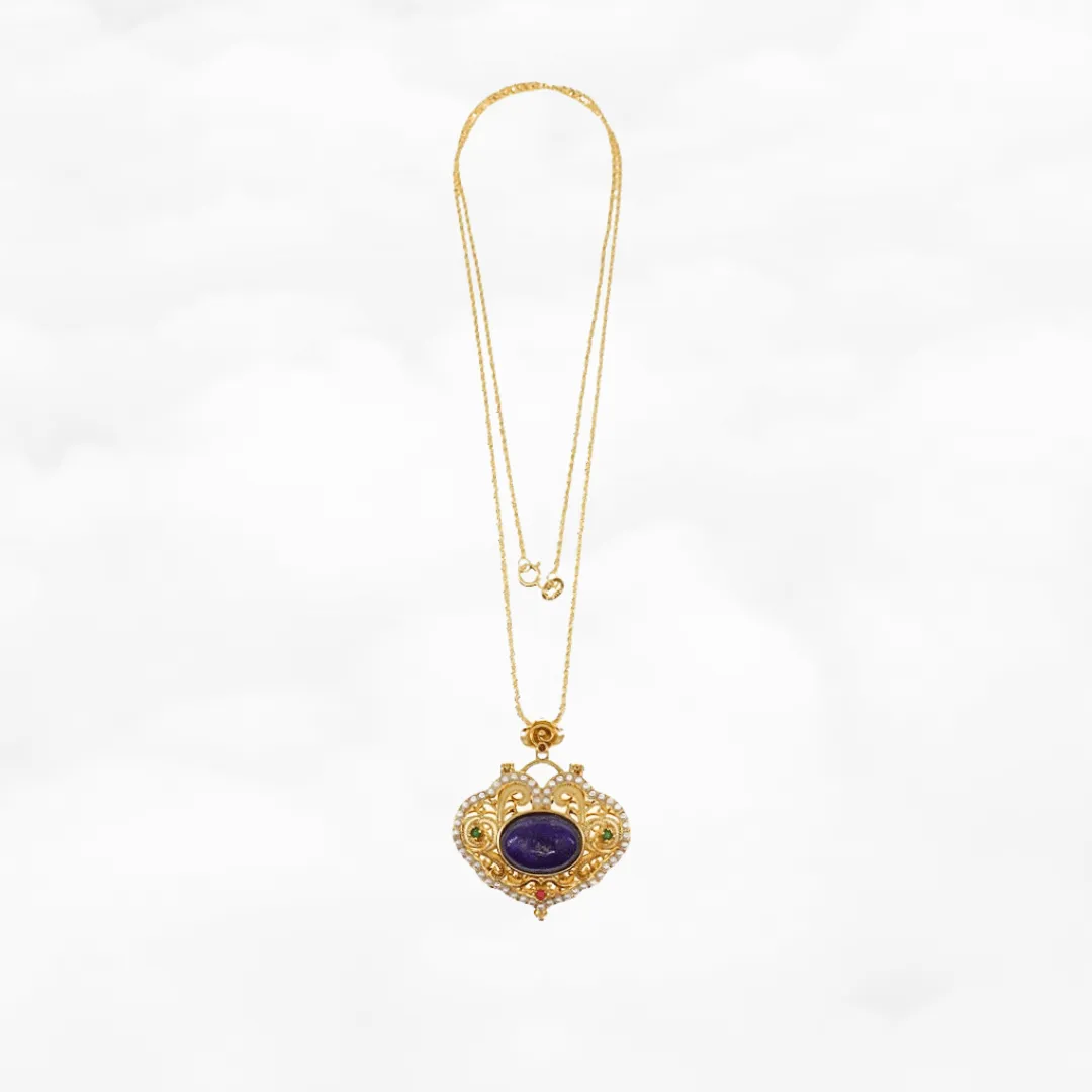 Ruyi Locket Necklace - Lapis