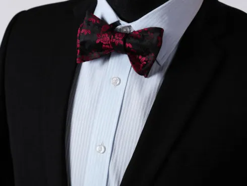 Self Tie Burgundy Red & Black Floral Bow Tie