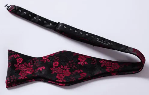 Self Tie Burgundy Red & Black Floral Bow Tie