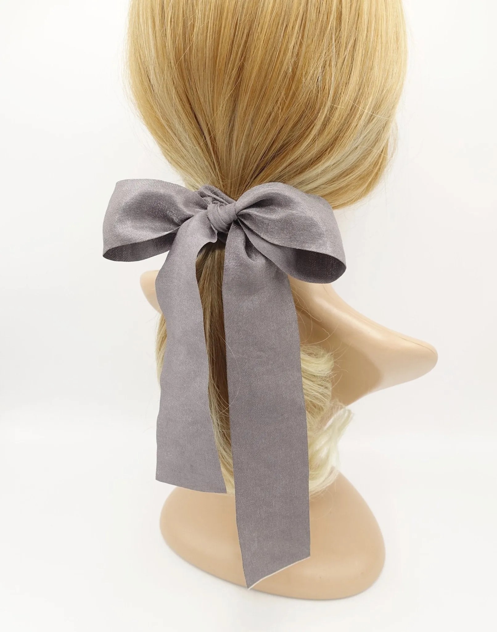 shimmer fabric tail scrunchies  bow knot hair elastic for women