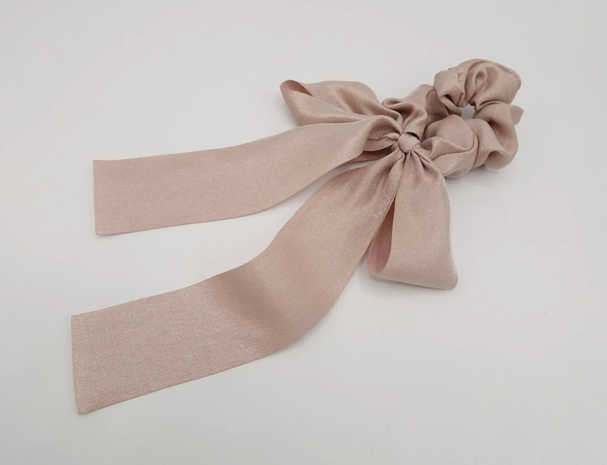 shimmer fabric tail scrunchies  bow knot hair elastic for women