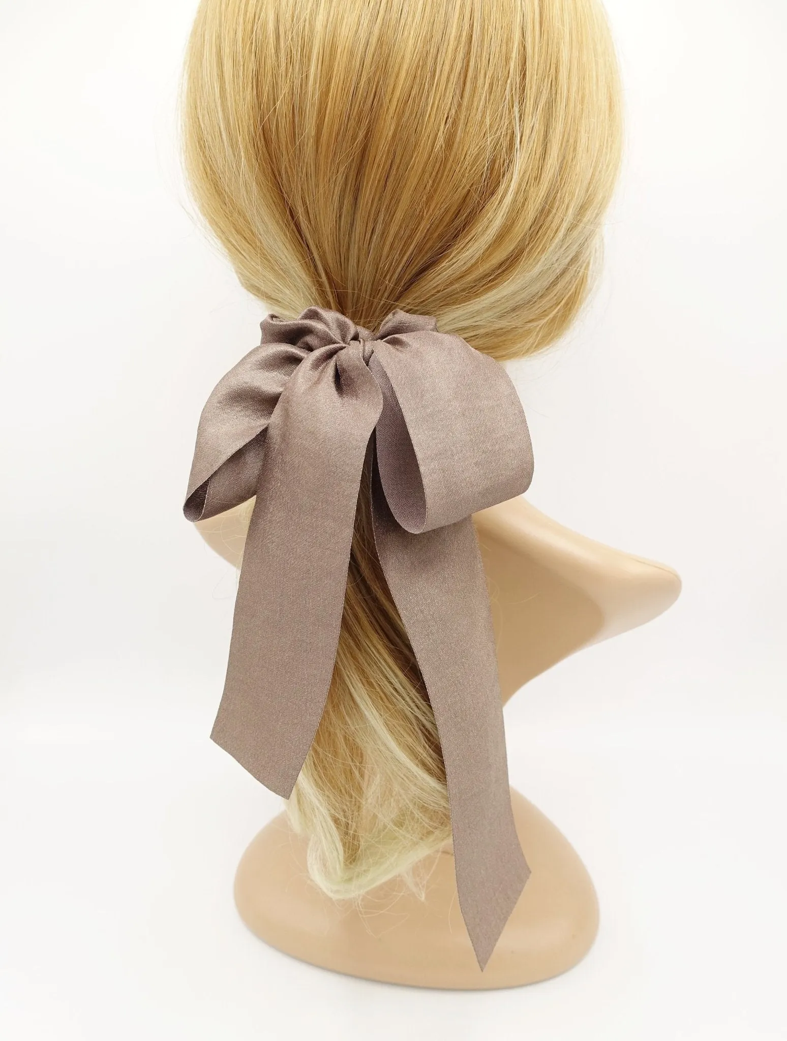 shimmer fabric tail scrunchies  bow knot hair elastic for women