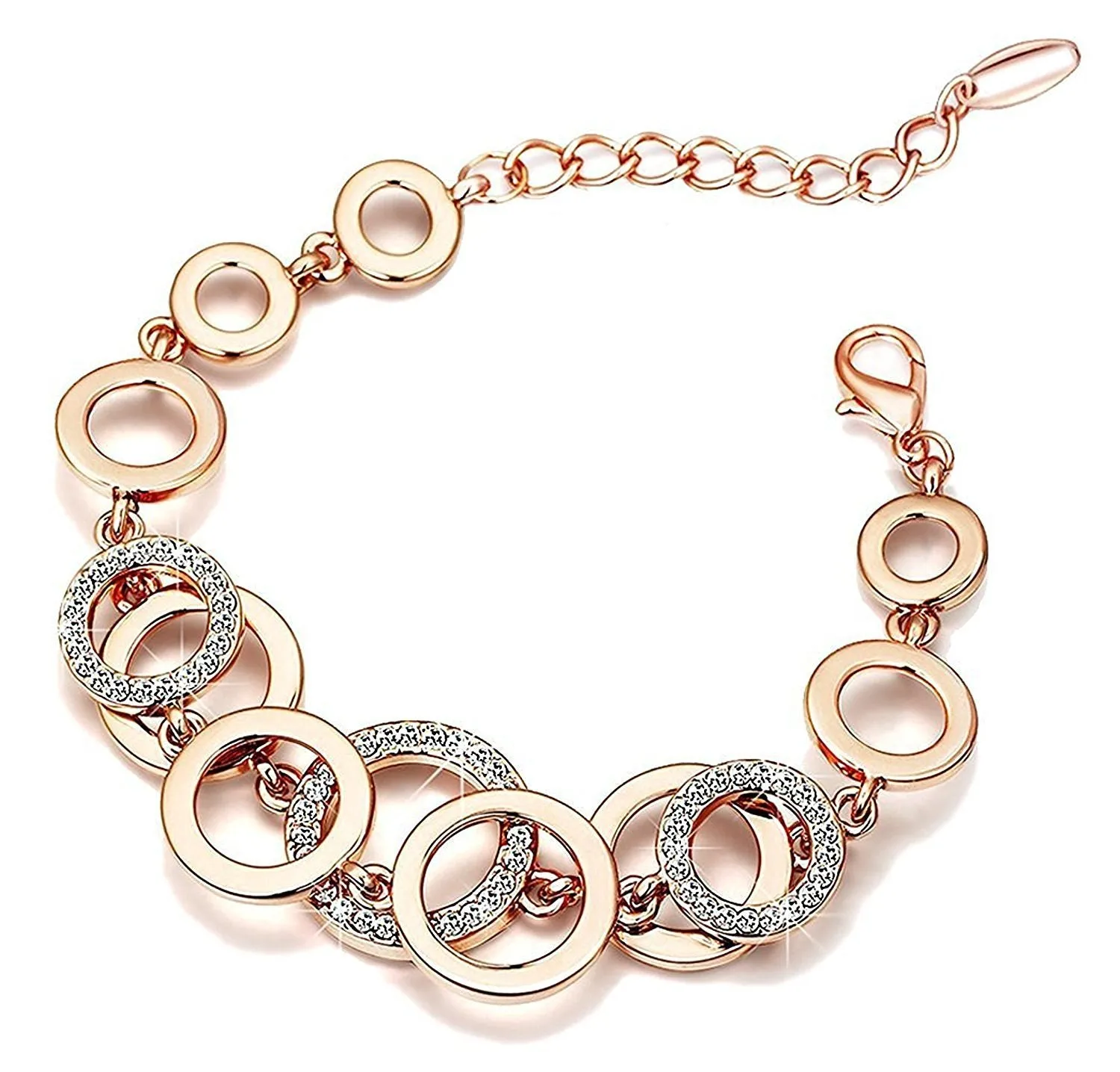 Shining Diva Fashion Jewellery 18k Rose Gold Crystal Stylish Bracelet Gift for Girls Women(9556b)