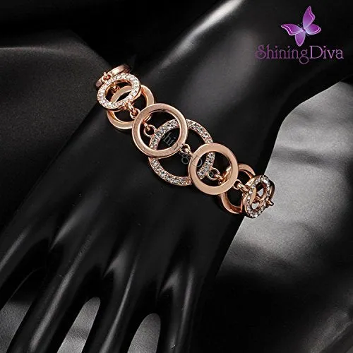 Shining Diva Fashion Jewellery 18k Rose Gold Crystal Stylish Bracelet Gift for Girls Women(9556b)