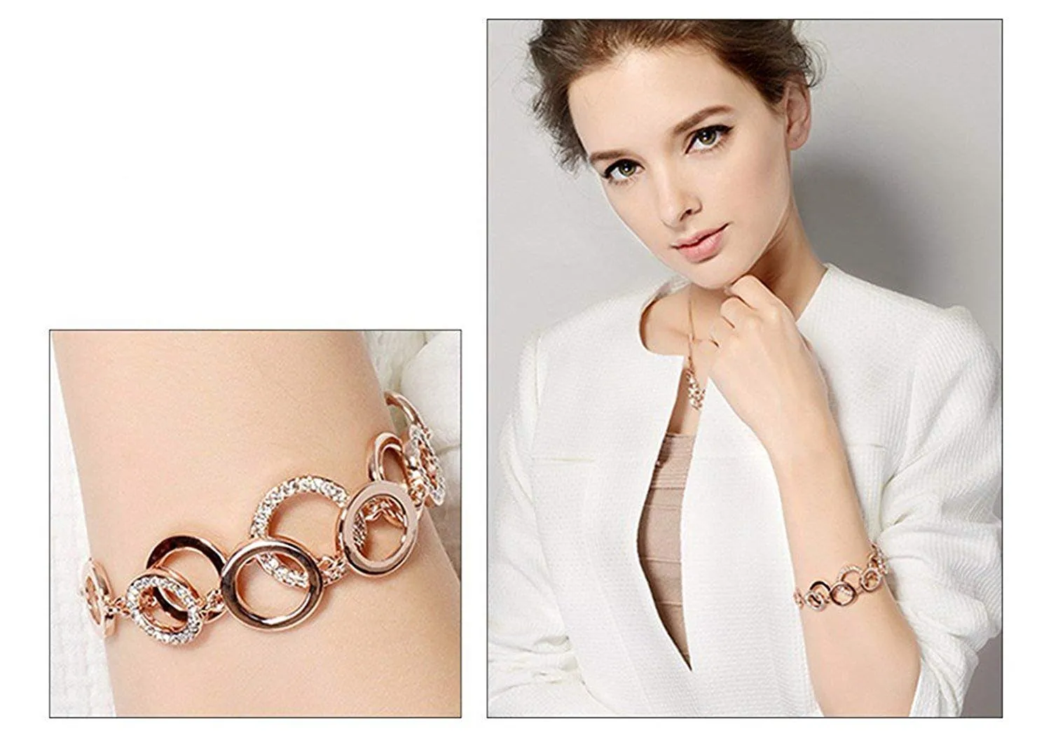 Shining Diva Fashion Jewellery 18k Rose Gold Crystal Stylish Bracelet Gift for Girls Women(9556b)