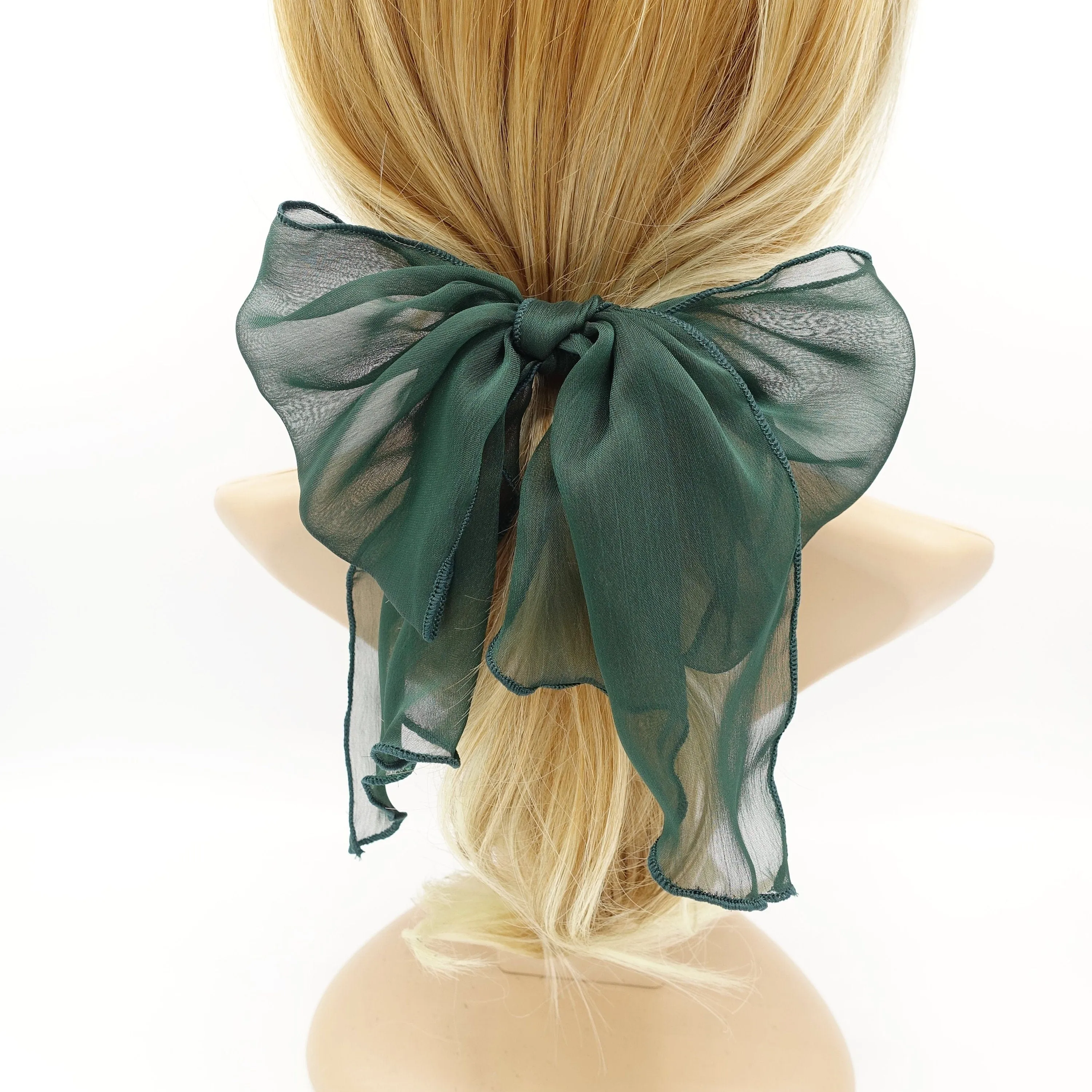 silky chiffon bow knot hair elastic women ponytail holder hair tie