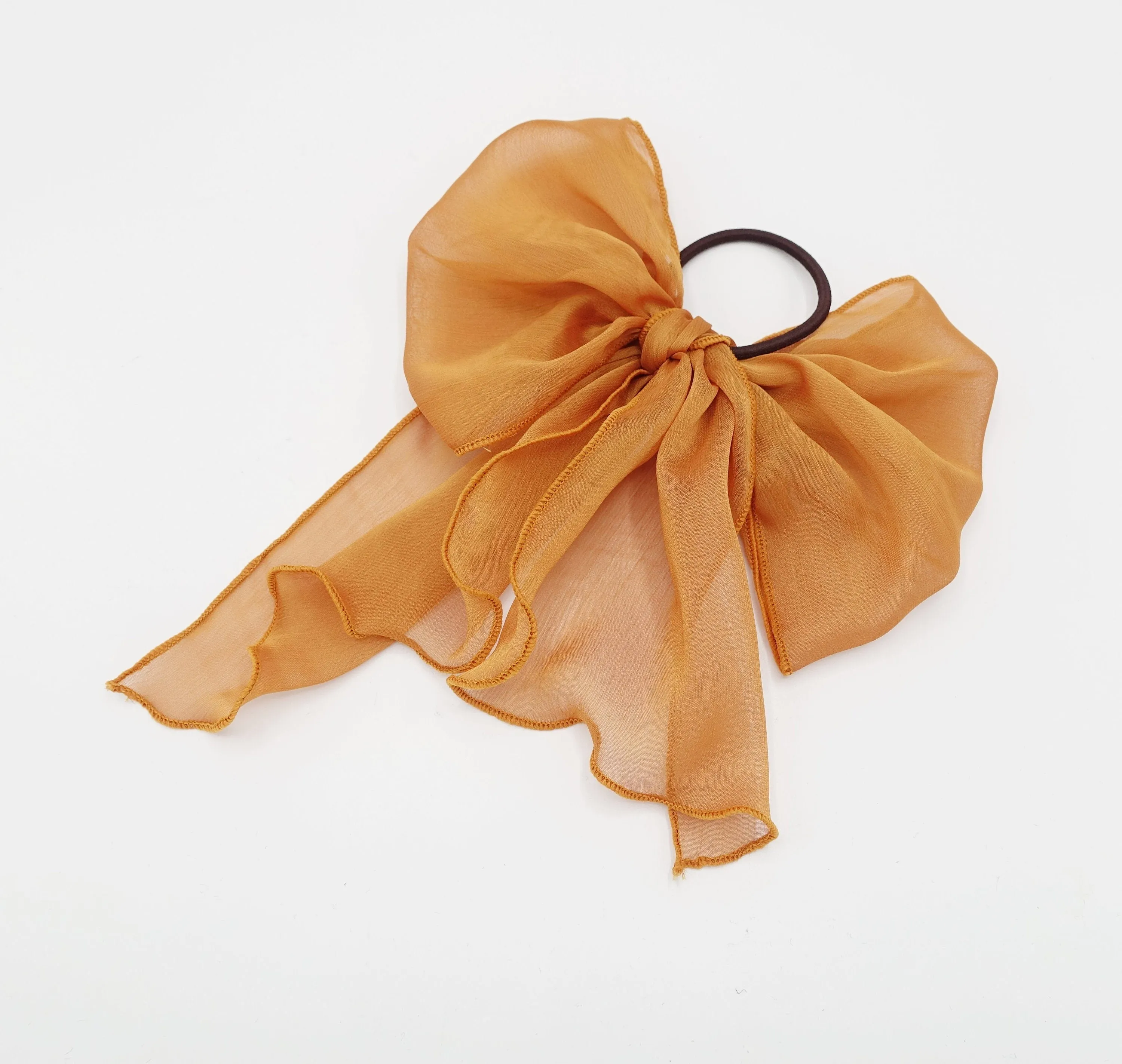 silky chiffon bow knot hair elastic women ponytail holder hair tie