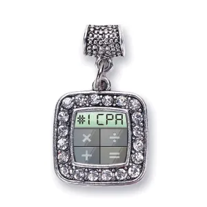 Silver #1 CPA Square Memory Charm