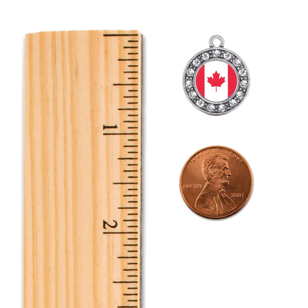 Silver Canadian Flag Circle Memory Charm