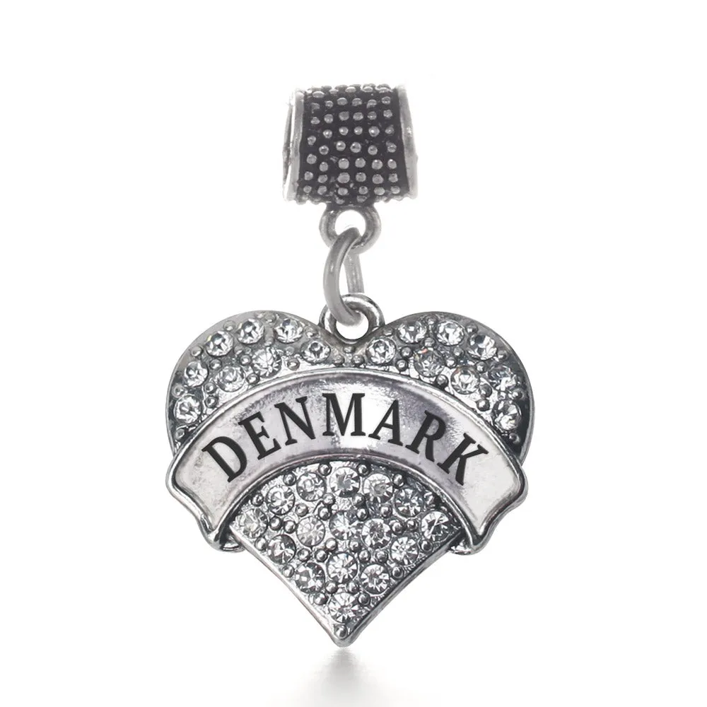 Silver Denmark Pave Heart Memory Charm