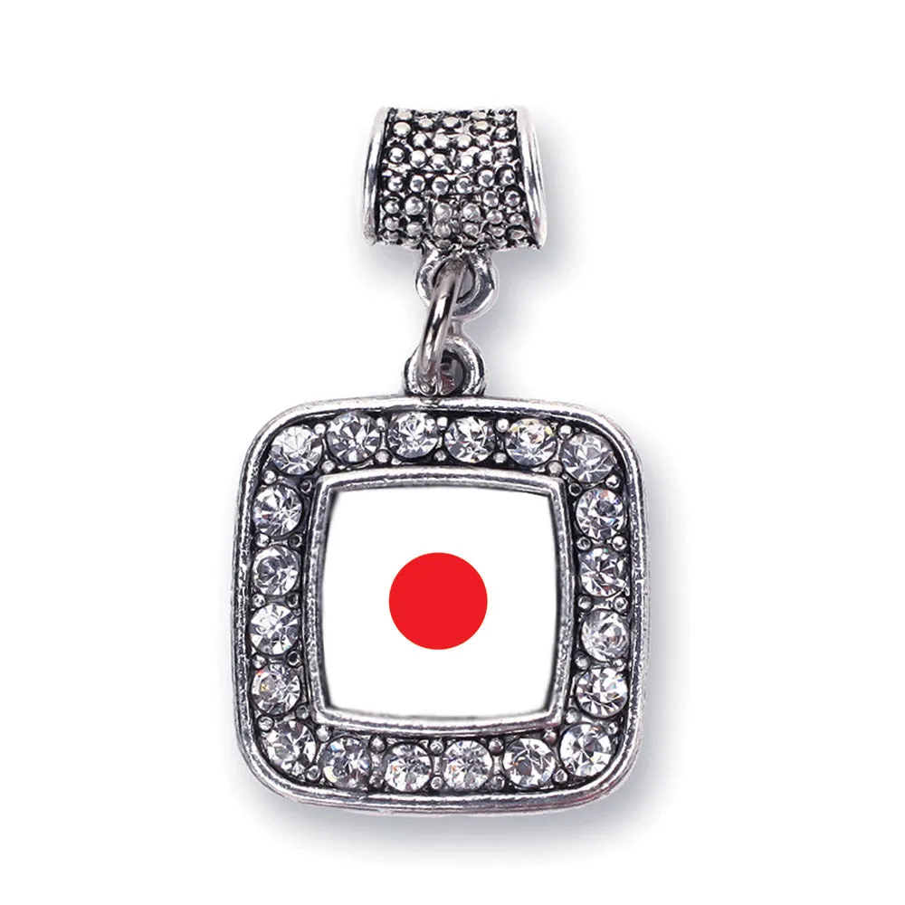 Silver Japan Flag Square Memory Charm