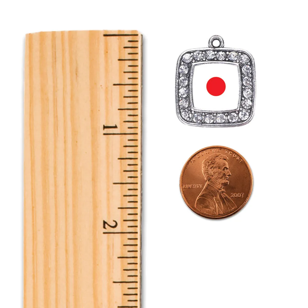 Silver Japan Flag Square Memory Charm