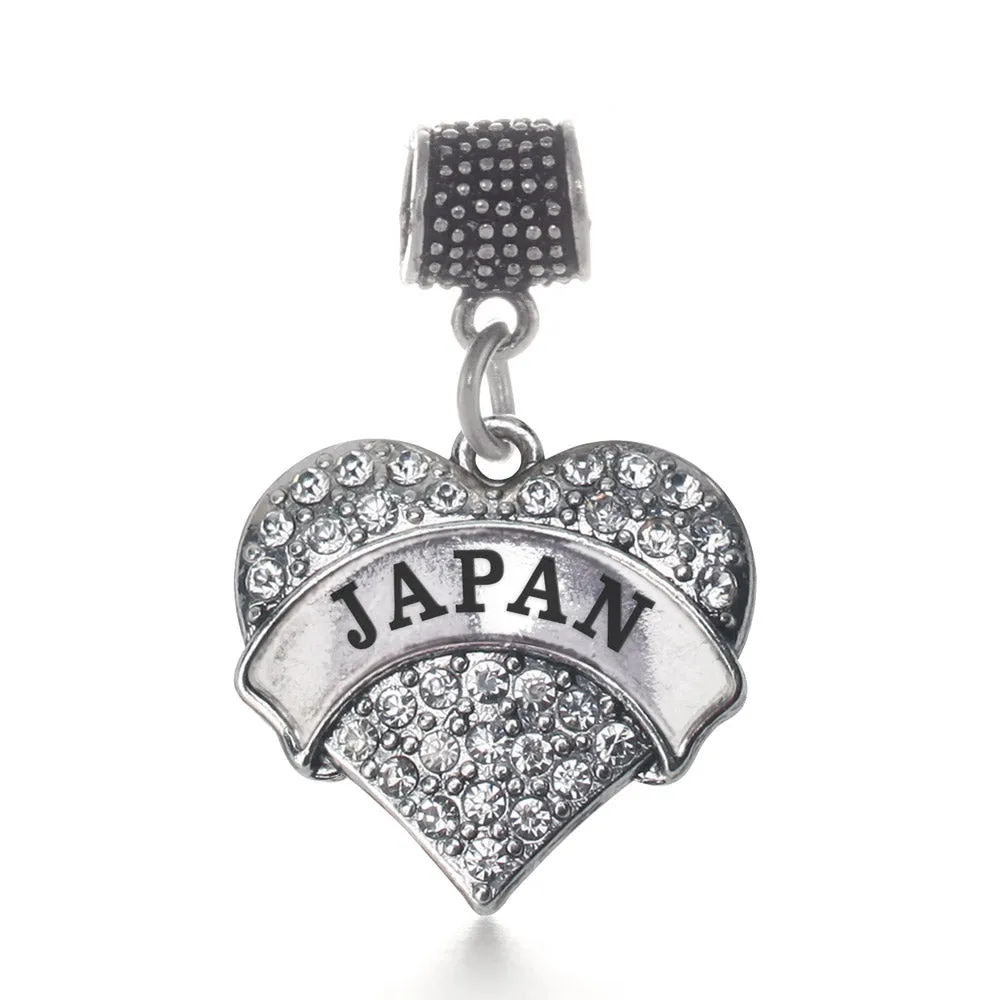 Silver Japan Pave Heart Memory Charm