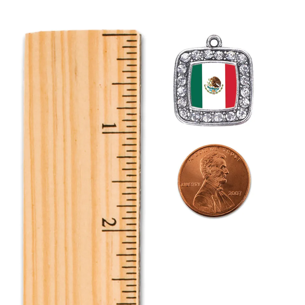 Silver Mexican Flag Square Memory Charm