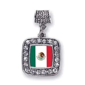 Silver Mexican Flag Square Memory Charm