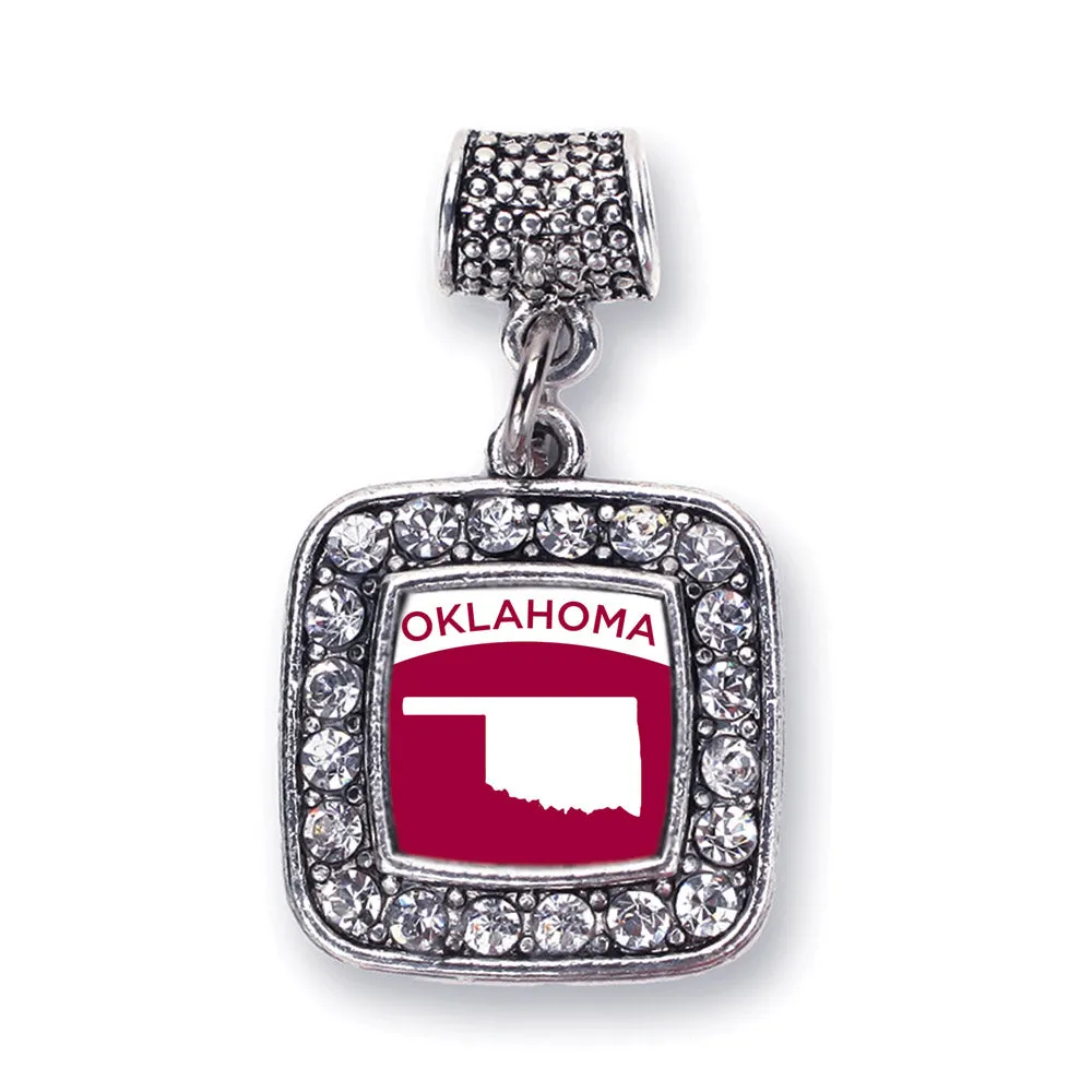 Silver Oklahoma Outline Square Memory Charm