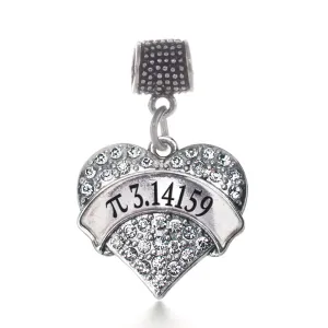 Silver Pi Pave Heart Memory Charm