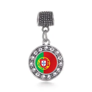 Silver Portugal Flag Circle Memory Charm