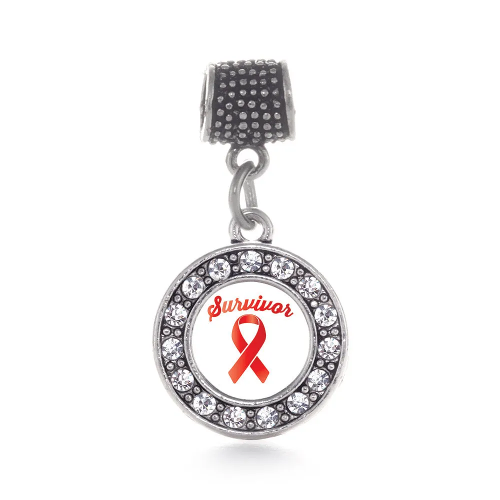 Silver Red Ribbon Survivor Circle Memory Charm