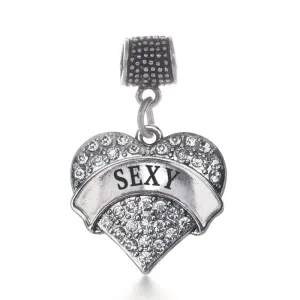 Silver Sexy Pave Heart Memory Charm