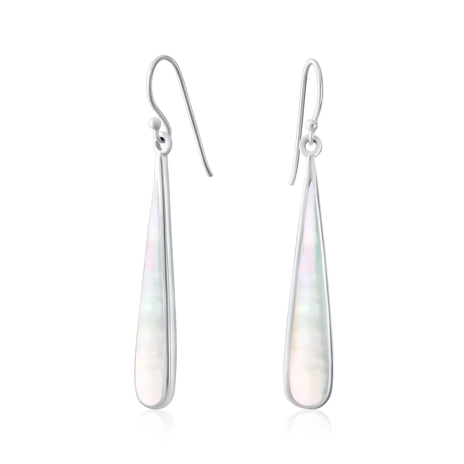 Simplistic Boho Dangle Gemstone Earrings Teardrop Sterling Silver Western Style