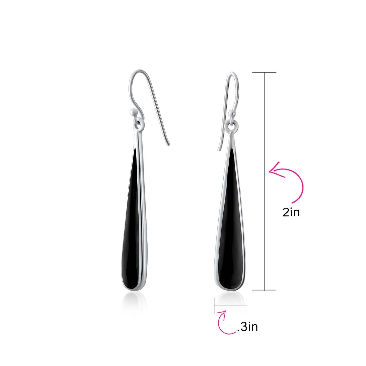 Simplistic Boho Dangle Gemstone Earrings Teardrop Sterling Silver Western Style