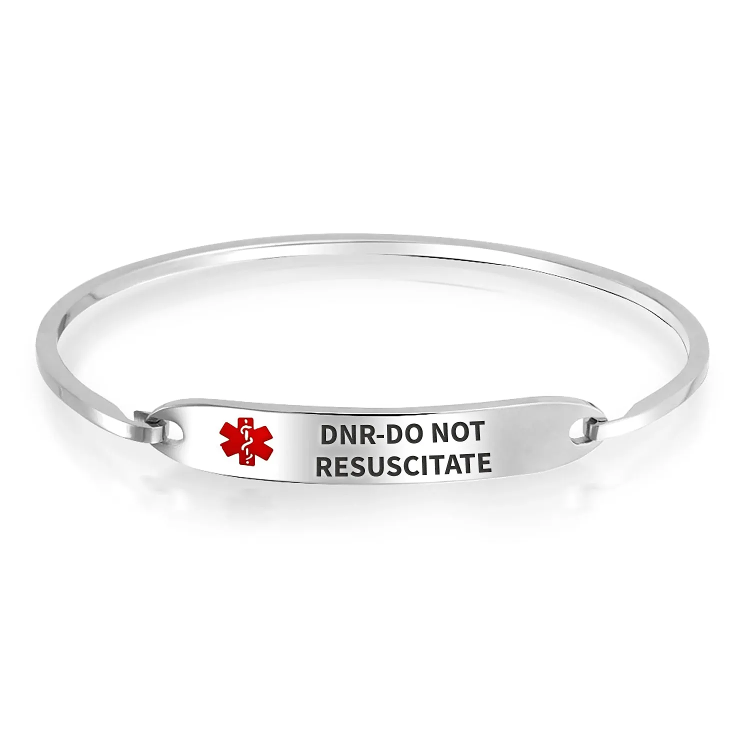 Sleek Medical ID Bracelet Bangle Stainless Steel 7 Inch