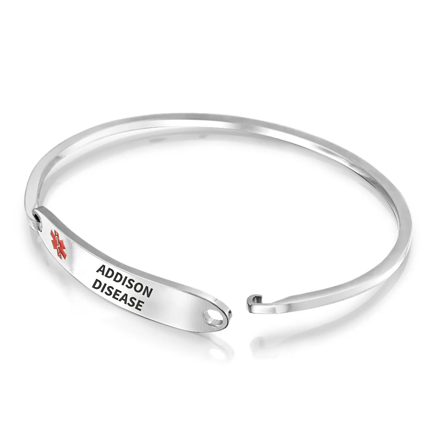 Sleek Medical ID Bracelet Bangle Stainless Steel 7 Inch