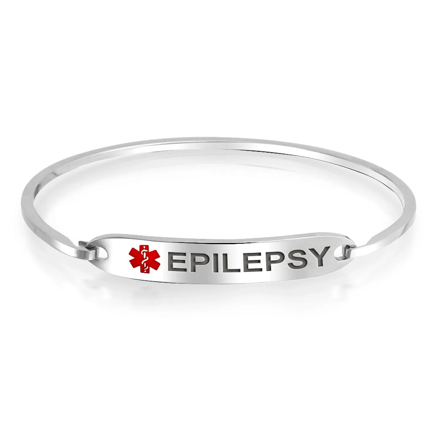 Sleek Medical ID Bracelet Bangle Stainless Steel 7 Inch