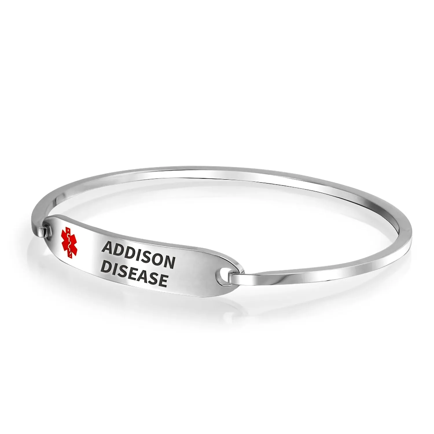 Sleek Medical ID Bracelet Bangle Stainless Steel 7 Inch