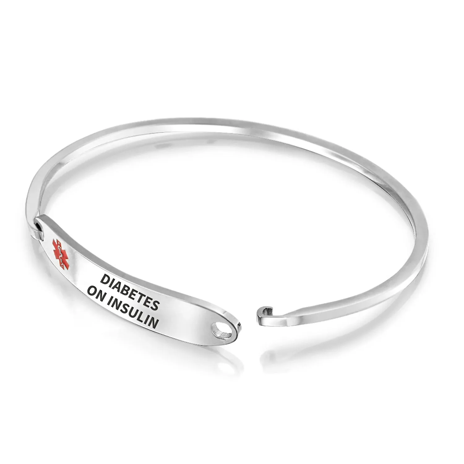 Sleek Medical ID Bracelet Bangle Stainless Steel 7 Inch