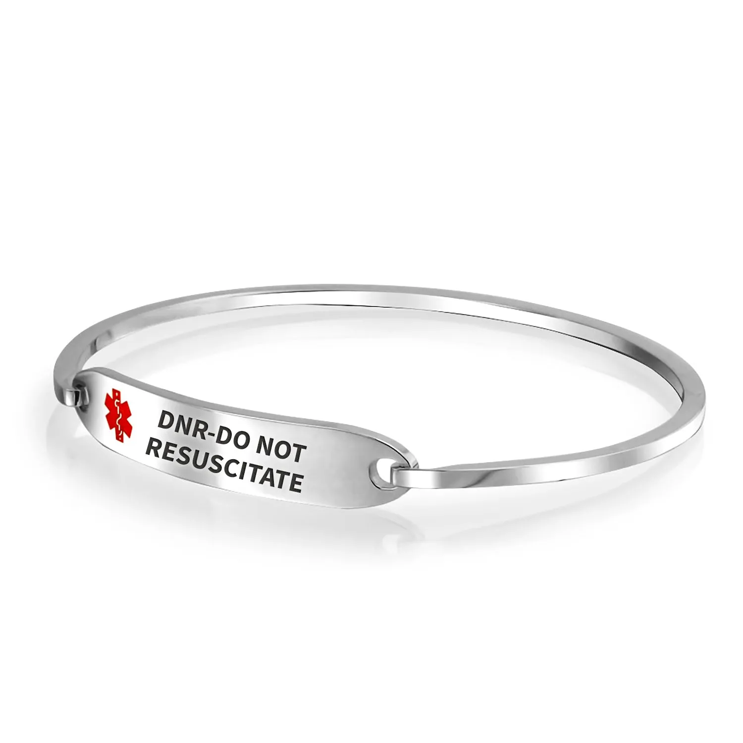 Sleek Medical ID Bracelet Bangle Stainless Steel 7 Inch