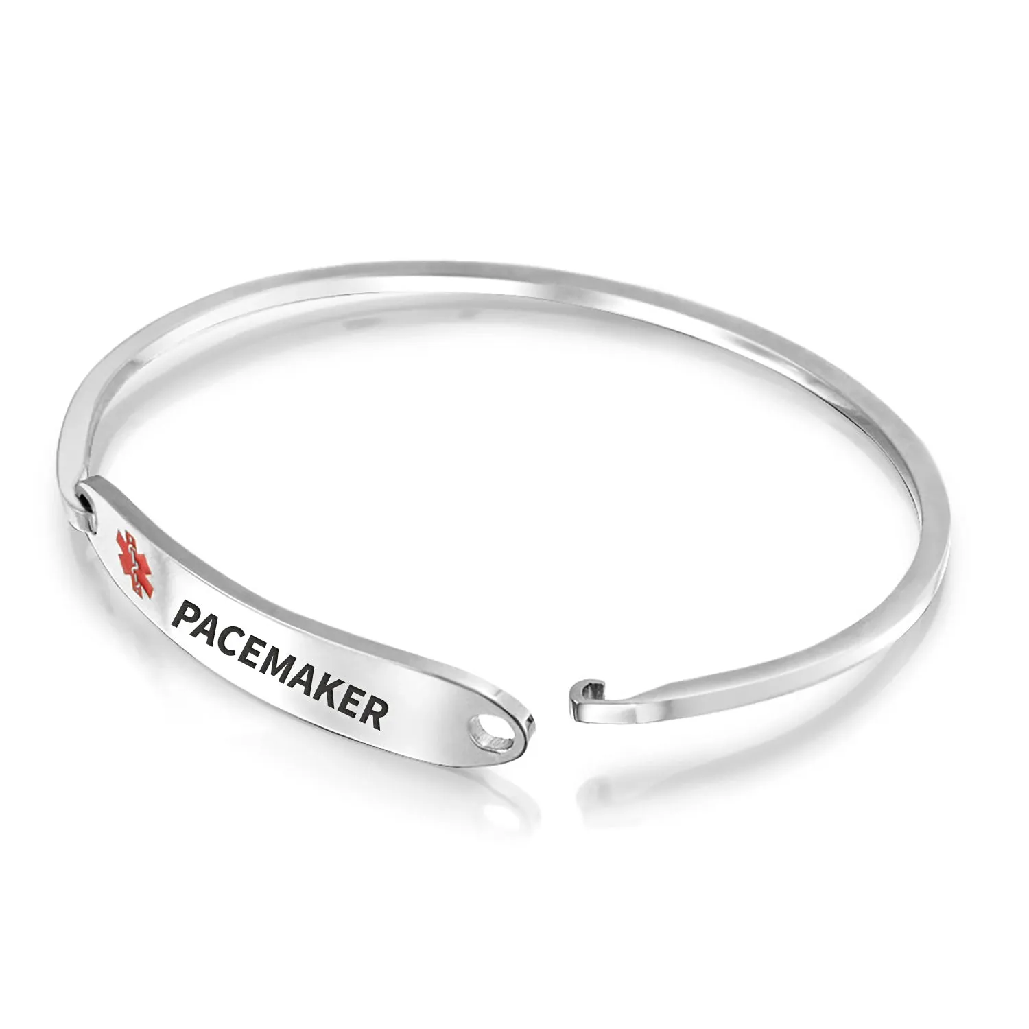 Sleek Medical ID Bracelet Bangle Stainless Steel 7 Inch