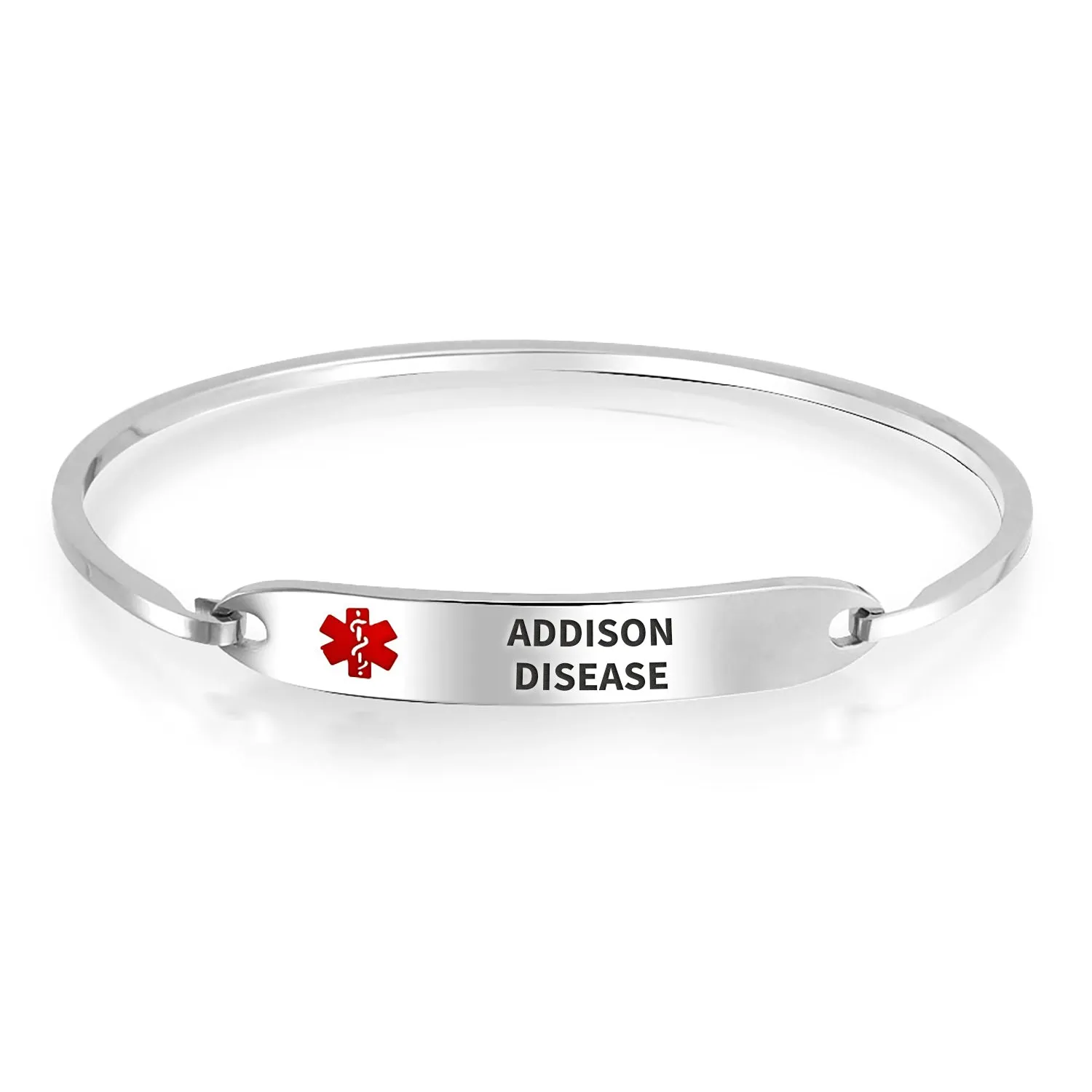 Sleek Medical ID Bracelet Bangle Stainless Steel 7 Inch