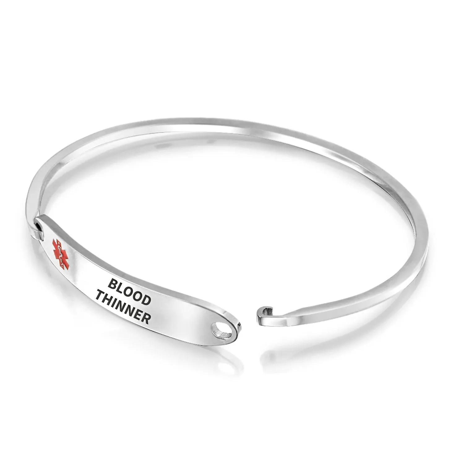 Sleek Medical ID Bracelet Bangle Stainless Steel 7 Inch