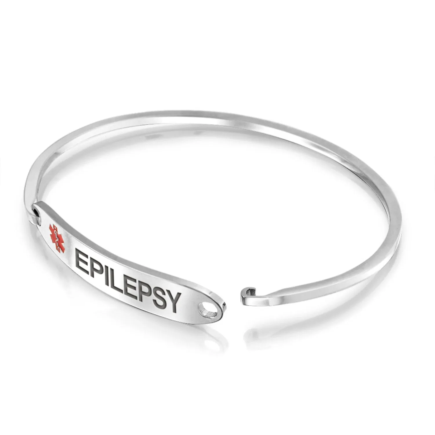 Sleek Medical ID Bracelet Bangle Stainless Steel 7 Inch