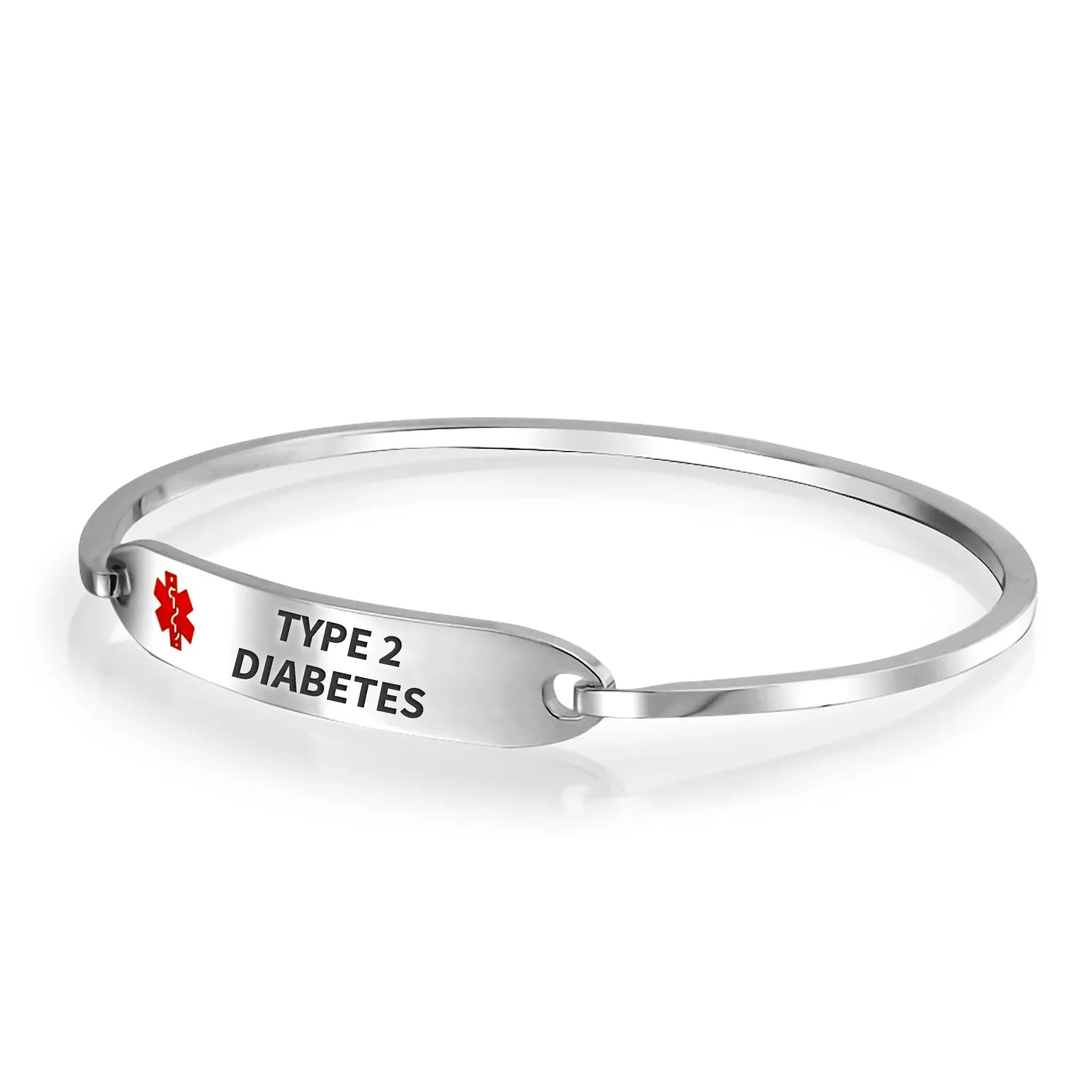 Sleek Medical ID Bracelet Bangle Stainless Steel 7 Inch