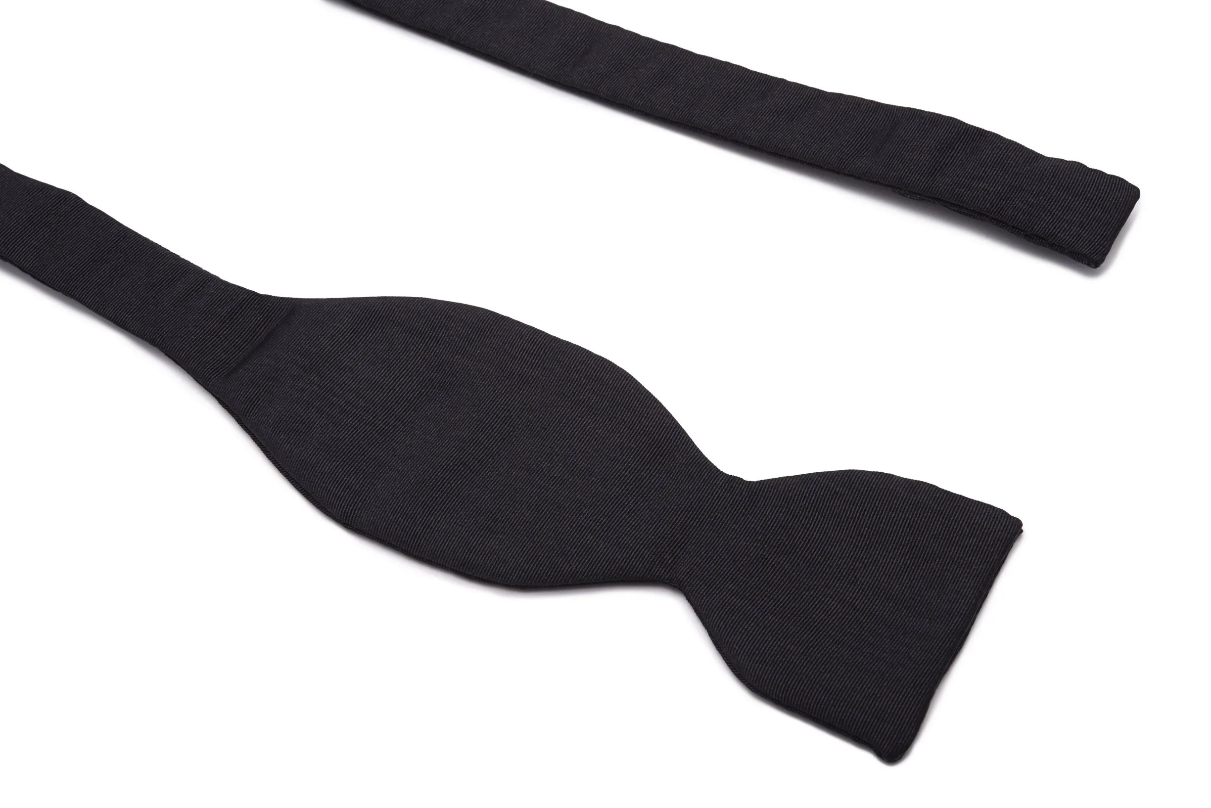 Small Black Single-End Silk Moiré Bow Tie