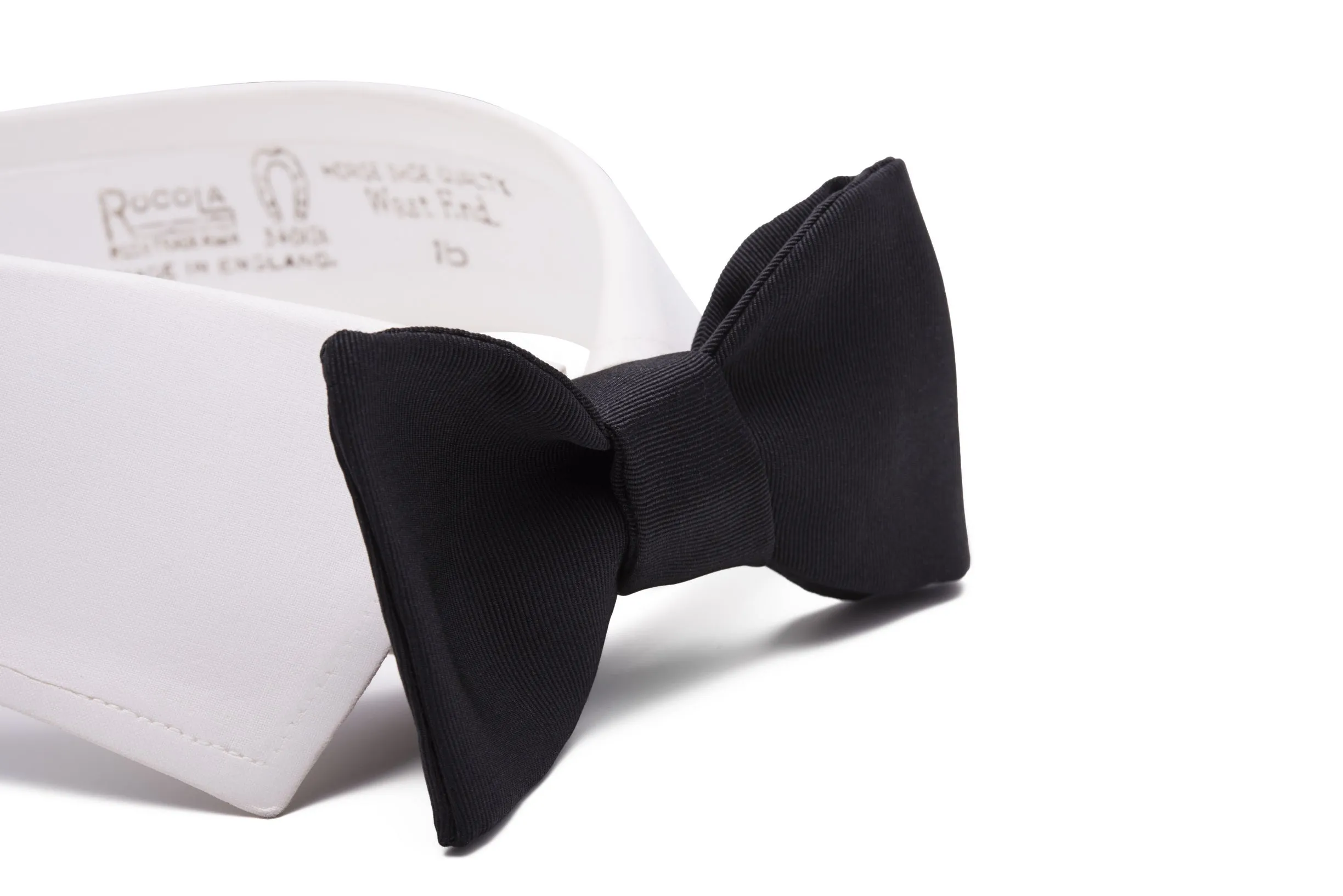 Small Black Single-End Silk Moiré Bow Tie