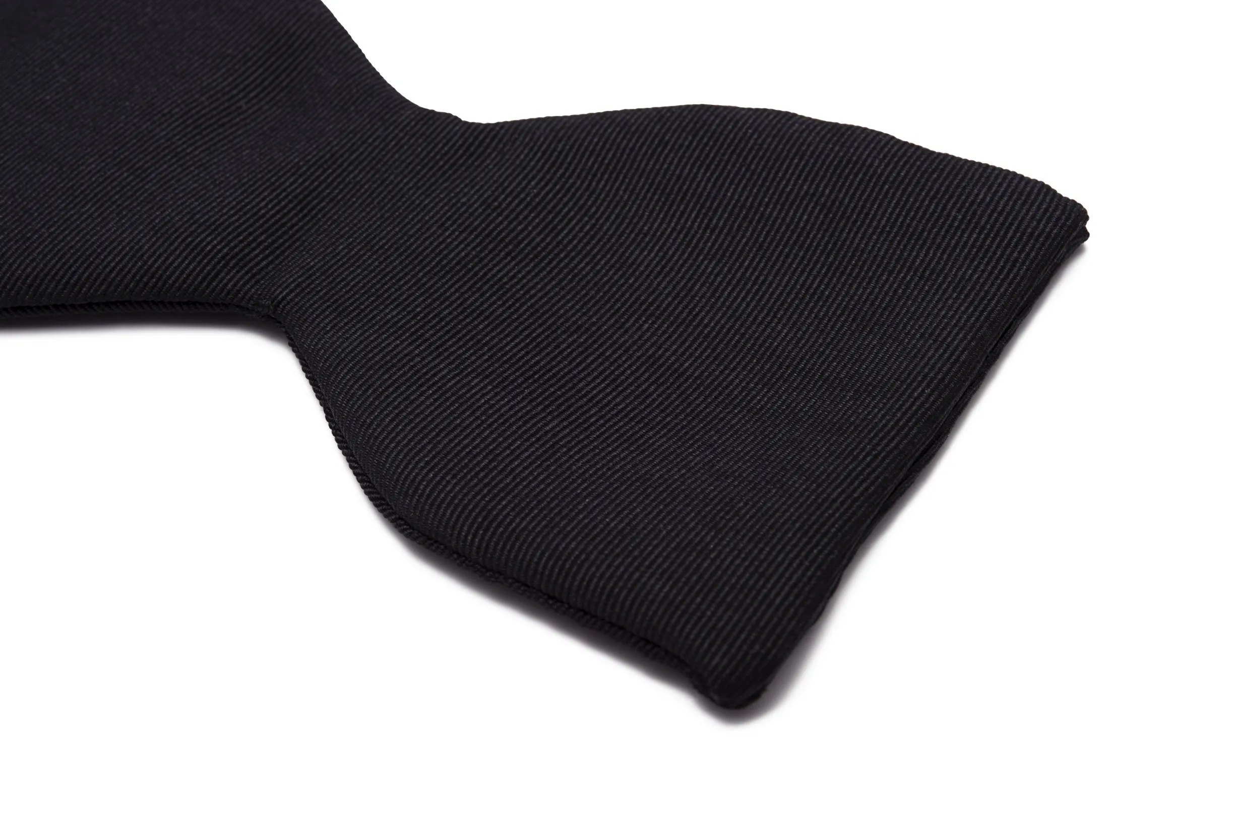 Small Black Single-End Silk Moiré Bow Tie