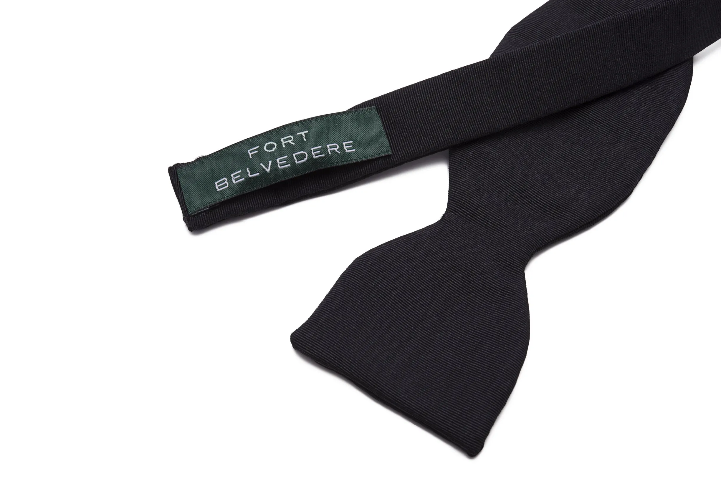 Small Black Single-End Silk Moiré Bow Tie