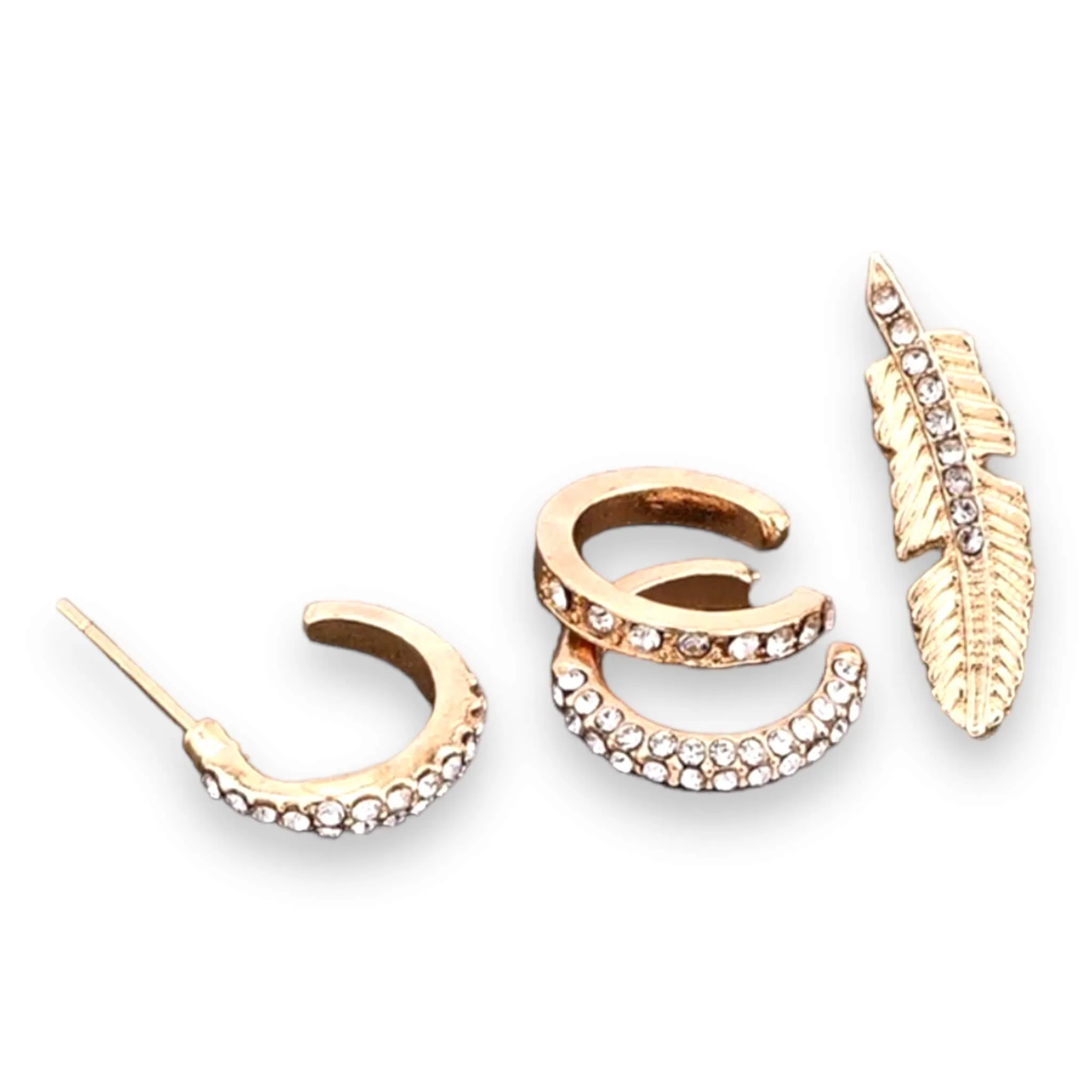 Sparkle Feather Ear Cuffs Earrings Sets