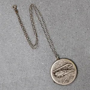 Sporty 1920s Airplane Locket in Sterling Silver