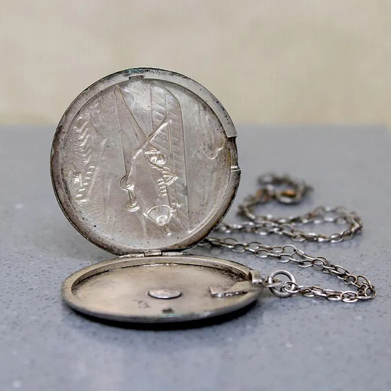 Sporty 1920s Airplane Locket in Sterling Silver