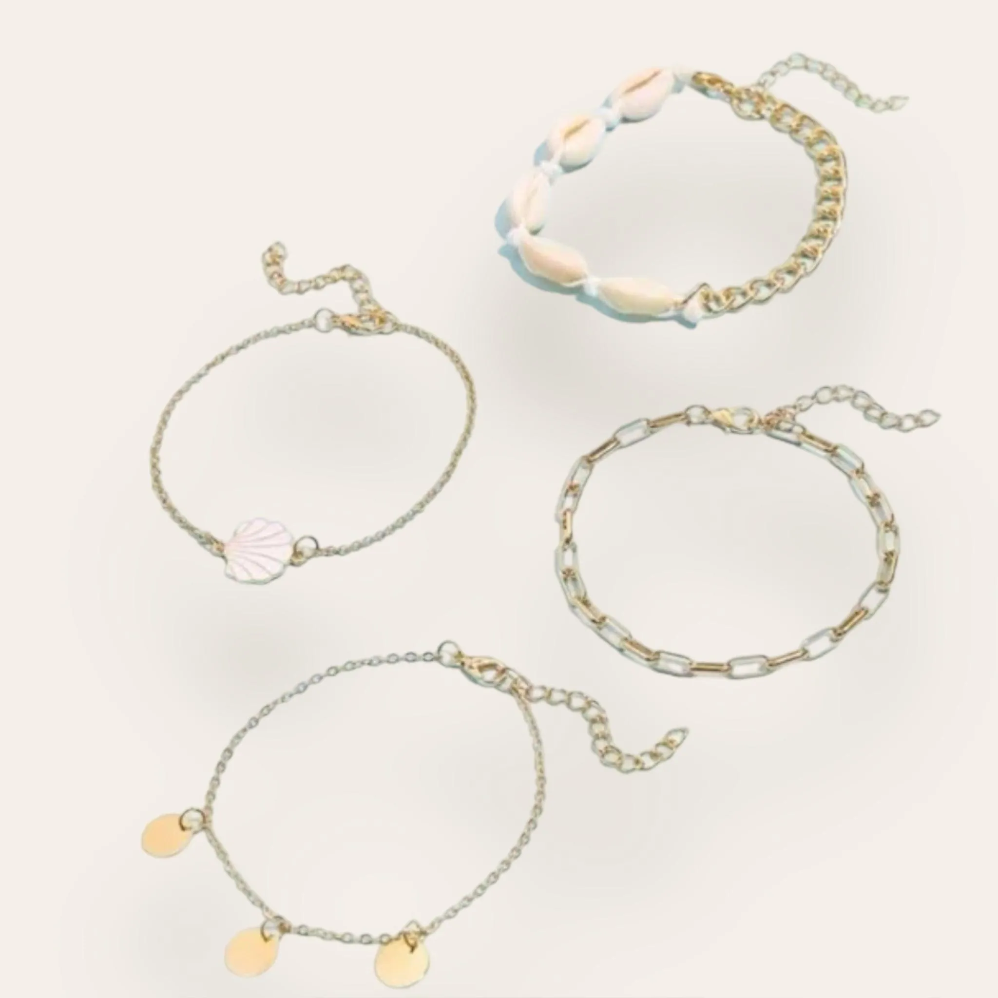 Stackable Seashell Anklet Bracelet Set