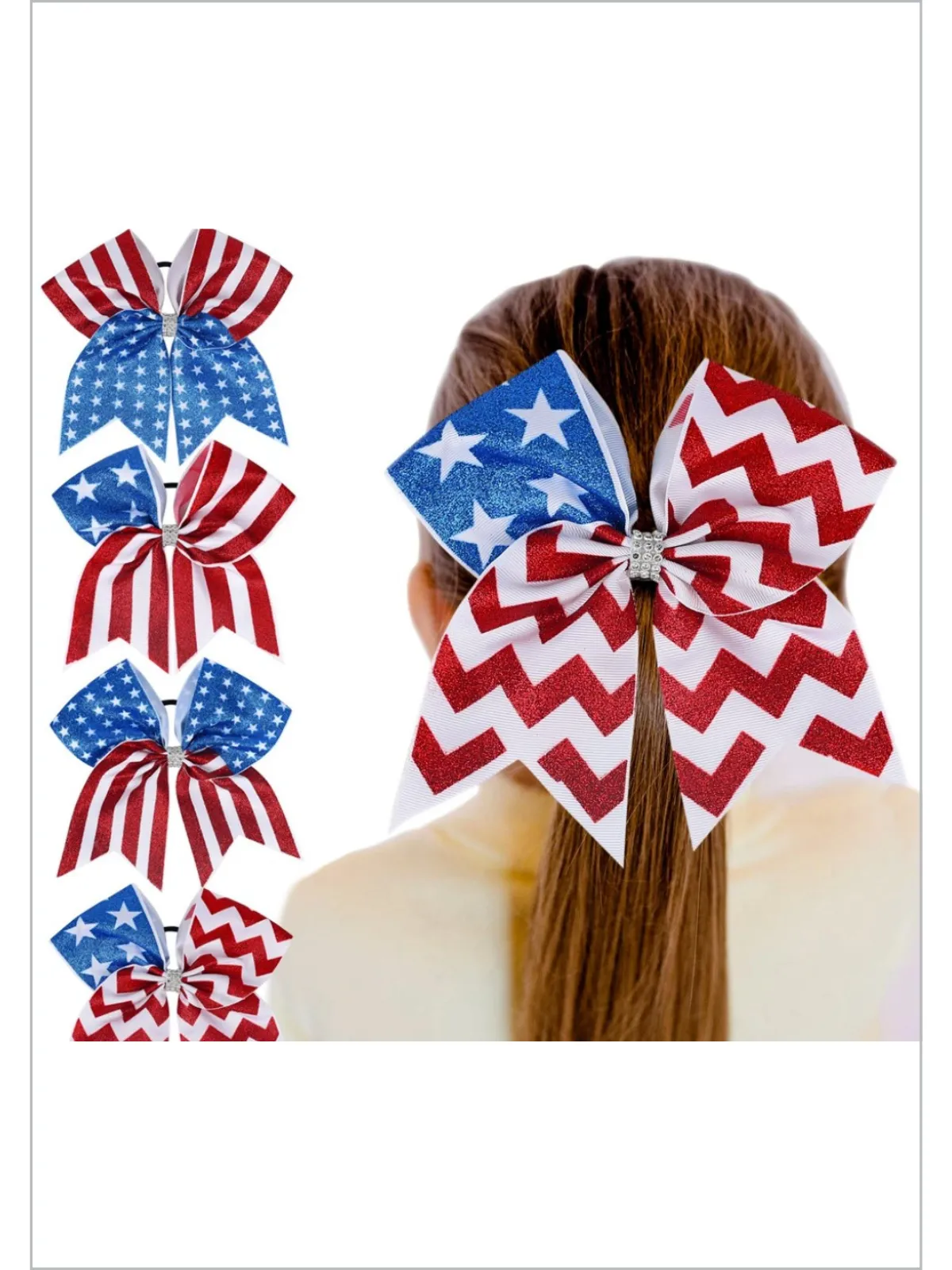 Stars and Stripes Large Bow Hair Tie