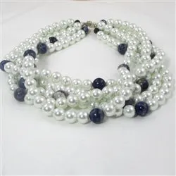 Statement Pearl Necklace 5 Strands