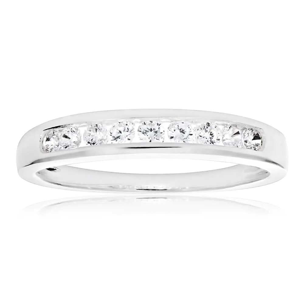 Sterling Silver Cubic Zirconia Channel Ring