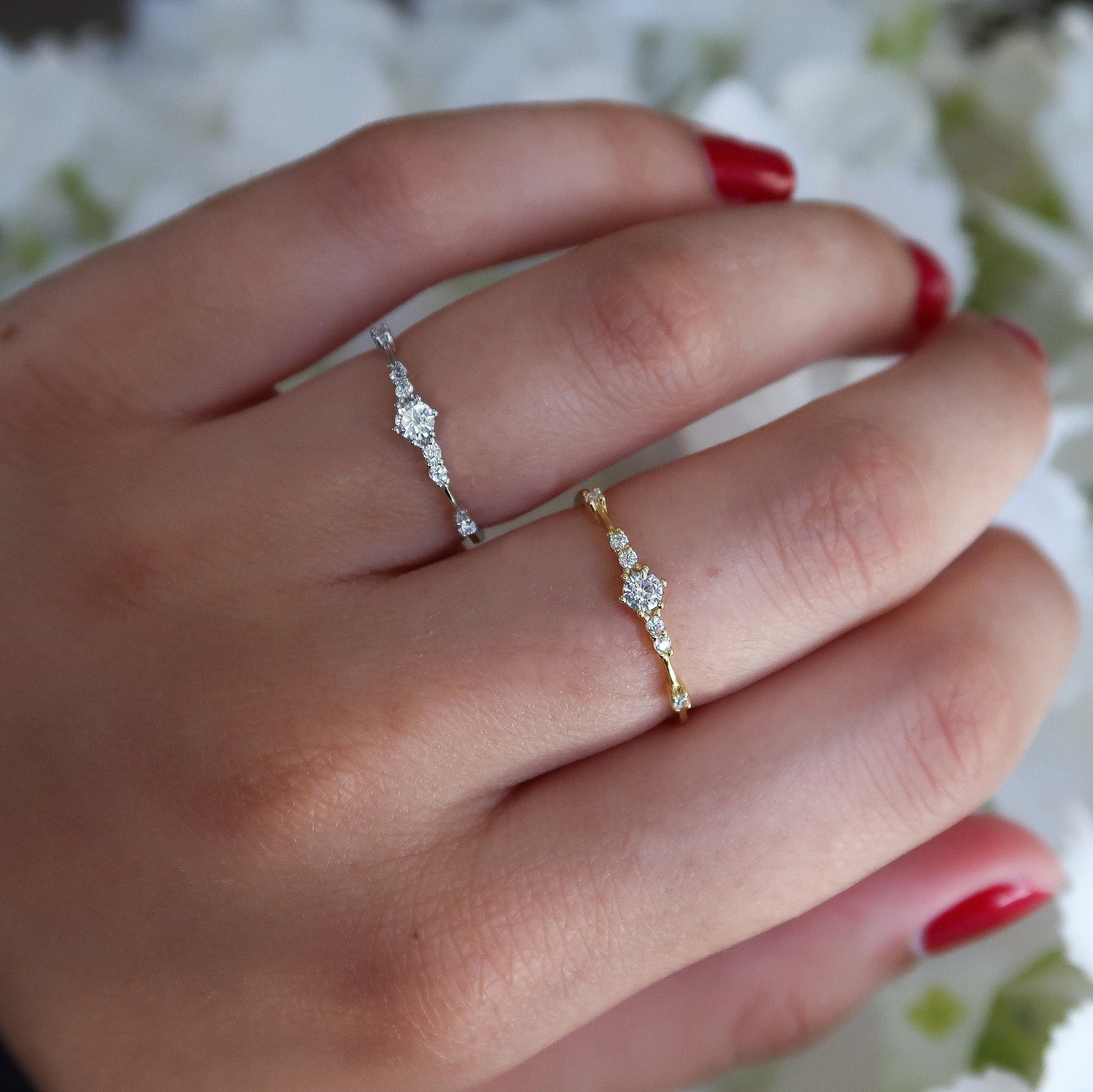 Sterling Silver Dainty CZ Ring | Minimalist Stacking & Layering Ring